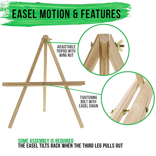 U.S. Art Supply 20" Large Natural Wood Display Stand A-Frame Artist Easel (Pack of 2) - Adjustable Wooden Tripod Tabletop Holder Stand for Canvas, Painting Party, Kids Crafts, Photos, Pictures, Signs U.S. Art Supply