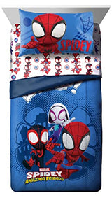 Jay Franco Marvel Spidey and His Amazing Friends Team Spidey 4 Piece Toddler Size Bed Set – Super Soft Microfiber - Includes Comforter & Sheet Set Bedding (Official Marvel Product) Jay Franco