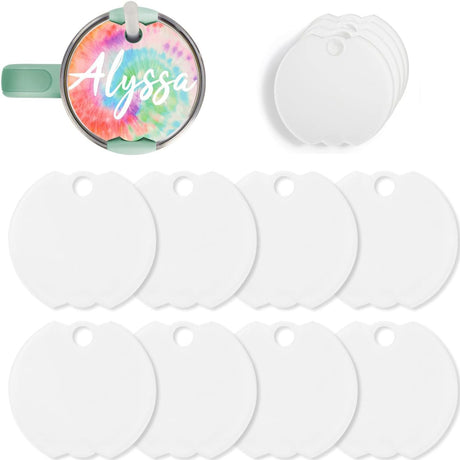 20 Pcs Sublimation Name Plate Blanks, Personalized Name Tag for Stanley 40 oz Tumblers Sublimation Topper Blank Name Tag Customized Designs for Stanley Cups (Rounded) CZHYINB