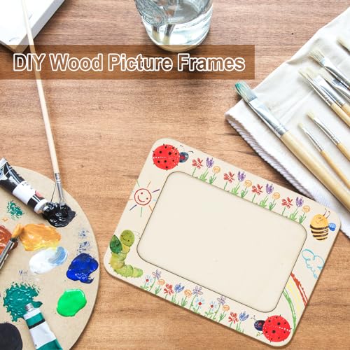 RYKOMO 20 PCS DIY Wood Picture Frames, Unfinished Wooden Frames for 4 x 6 in Photos Wood Photo Picture Frames for Crafts Wood, DIY Painting, Arts Projects, Decorate RYKOMO