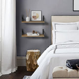 Forbena Set of 3 Floating Wooden Shelves with Black Metal Brackets - Versatile Wall Storage Solution Forbena