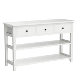Karl home Console Table Entryway Desk, Sofa Side Table with 3 Drawers 2 Bottom Storage Shelves, Vintage TV Stand for Hallway Living Room Office, Antique White 29.9" H Karl home
