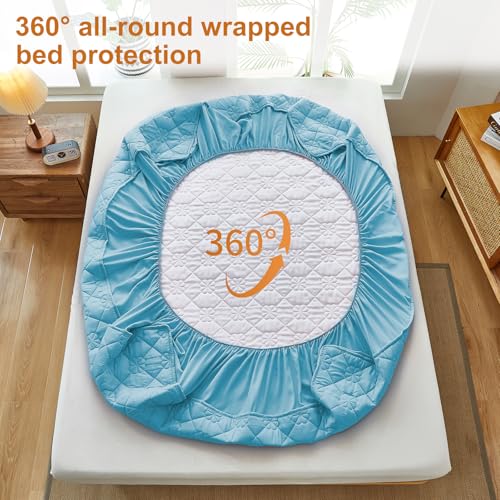 Waterproof Hospital Bed Sheet Mattress Cover Protector Hospital Grade Incontinence Protection, Soft Breathable Fabric for Elderly, Adults Machine Washable (1, Light Blue, 36 * 80inch) VOPHIA