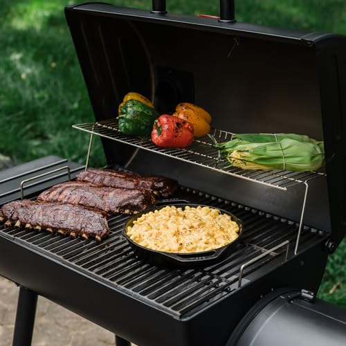 Char-Griller®Smokin Pro Charcoal Grill and Offset Smoker with Side Fire Box, Dual Damper Control, Chrome Plated Steel Warming Rack, 1,130 Cooking Square Inches in Black, Model CG30044223 Char-Griller