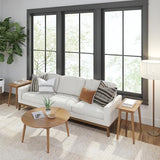 Plank+Beam Mid Century Modern Coffee Table, 36 Inch Wood Coffee Tables for Living Room, Round Center Table, Cocktail Table for Small Spaces, Pecan Plank+Beam