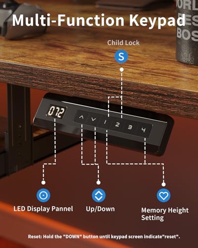 FEZIBO Standing Desk with Keyboard Tray, 48 x 24 Inch Adjustable Height Sit Stand Desk with Memory Presets for Home Office, Ergonomic Computer Workstation, Rustic Brown FEZIBO