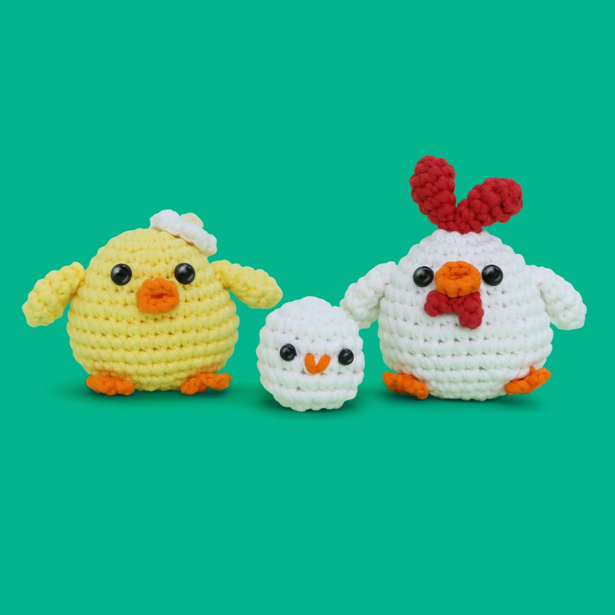 NestledCrafts Beginners Crochet Kit, Amigurumi Crochet Animal Kit, Easy Learn to Crochet with Step-by-Step Video Tutorials, 3PCS The Chick Family for Kids & Adults NestledCrafts