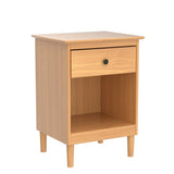 Walker Edison Russ Mid Century Modern 1-Drawer Solid Wood Nightstand Set, Caramel Walker Edison