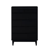 Walker Edison Blythe Mid-Century Modern Tray-Top Solid Wood 6-Drawer Dresser, 30 Inch, Black Walker Edison