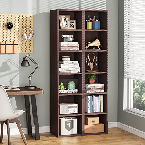 Tribesigns 70.9 Inch Rustic Narrow Corner Bookcase with 6 Tier Storage Shelves - WoodArtSupply