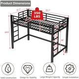 Metal Twin XL Size Loft Bed,Heavy Duty Loft Bed Frame Twin XL Size with 2 Ladders and Full Length Guardrails for Kids, Teens, Adults, Noise-Reducing,Space-Saving,Black Bellemave