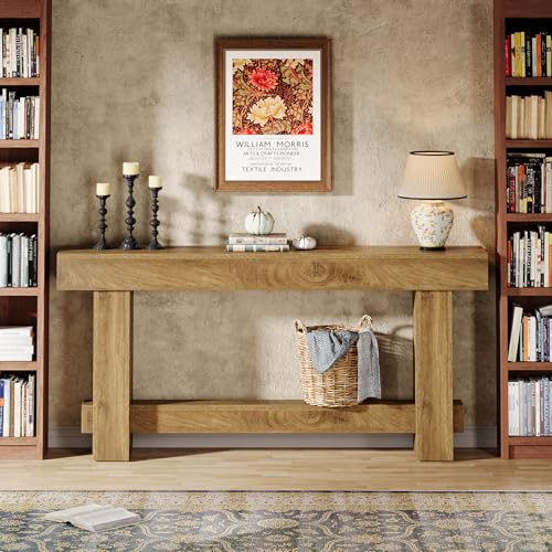 Tribesigns 70.9" Entryway Console Table, Extra Long Wooden Farmhouse Sofa Table Behind Couch, Modern Rustic Foyer Stand with Thick Legs for Hallway, Living Room, Wood Grain Finish Tribesigns