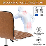 Yaheetech Low Back PU Leather Ribbed Armless Office Chair, Ergonomic Swivel Computer Task Chair with Wheels for Office, Home Yaheetech