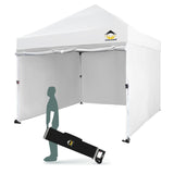 CROWN SHADES 10x10 Pop Up Canopy Tent Instant Commercial 1-Person Setup Patended Centerlock with 400D Silver Coated Fabric, 4 Sidewalls, 4" Wheels, 4 Upgraded Weights, Sto'N Go Bag, White CROWN SHADES