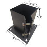 DORIGHARY 4 Pack Fence Post Anchor Base - 4 x 4 Inch Heavy Duty Bolt Down Post Bracekts Metal Black Powder Coated (Inner Diameter 3.5 x3.5 Inches) DORIGHARY