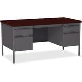 Lorell Double Pedestal Desk, 60 by 30 by 29-1/2-Inch, Mahogany Lorell