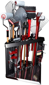 PeerBasics Corner Tool Rack, Garage Storage Organization, Up to 40 Tools like Shovels Brooms Rakes Mops Hammers Pruners, Organize Garden Yard Plus Pegboard, Wall Mounting, Peg Hooks Hardware PeerBasics