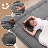 WhatsBedding Japanese Floor Mattress Futon Mattress 3" Grey Tatami Mat Shredded Memory Foam Filled Sleeping Pad, Foldable & Portable Roll Up Lounger Camping Bed for Kids and Adult,Full Size 54"x 80" WhatsBedding