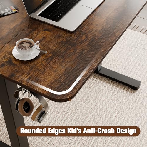 ERGOMAKER 35" Electric Standing Desk, Adjustable Height, Sit Stand Up Desk for Home Office & Computer Workstations, Memory Controller, Rustic Brown ERGOMAKER