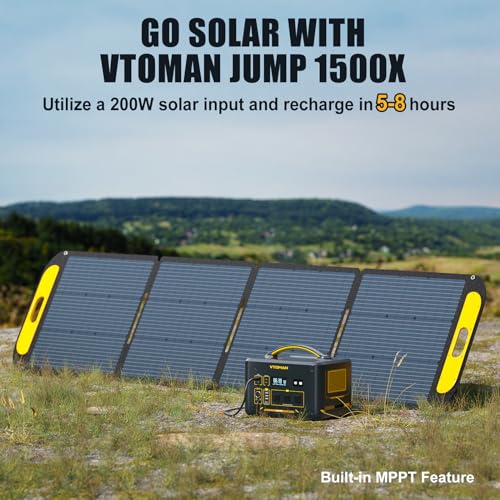 VTOMAN Jump 1500X Portable Power Station 1500W (3000W Peak), 828Wh LiFePO4 (LFP) Battery Powered Generator with Expandable Capacity, 3x Pure Sine Wave 1500W AC Outlets, 2xPD 100W, 3x Regulate - WoodArtSupply