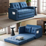 VINGLI Upgraded Loveseat Sleeper, 53.5" W 80" L Convertible Sofa Bed Couch Futon Couches for Living Room, Folding Couch Bed for Small Spaces, Foldable Floor Gaming Sofa Bed for Basement, Navy Blue VINGLI