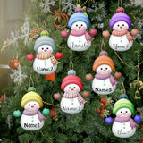 Personalized Christmas Ornaments with Names Snowman 7 Pcs Custom Family Ornament Customized Xmas Tree Hanging Wood Decoration Gift 3.15"（8cm） Fadace