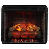 Modern Ember Uptown 28" Smart Electric Fireplace Insert, Alexa/WiFi Enabled - Includes Remote, 1,000 Sq Ft Electric Heater with Realistic Ember Bed & Log Set, Brick Background Modern Ember