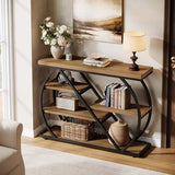 Tribesigns 41.3" Console Table, 5-Tier Industrial Entryway Table with Storage Shelves and Arched Metal Frame, Wood Rustic Hallway Table for Living Room, Foyer, Brown&Black Tribesigns