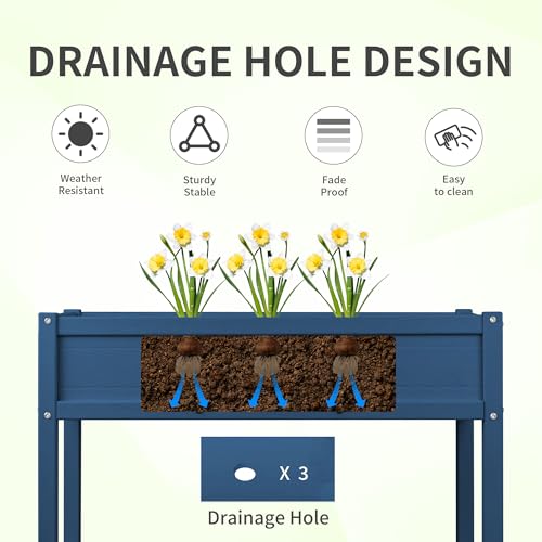 KETOYARK Raised Garden Planting Bed with Legs,HDPE Elevated Planter Box Rot-Resistant and Non-Cracking for Herb Vegetable Flower with Drainage Hole Outdoors/Indoors Planter Raised Beds,Navy - WoodArtSupply