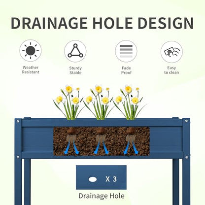 KETOYARK Raised Garden Planting Bed with Legs,HDPE Elevated Planter Box Rot-Resistant and Non-Cracking for Herb Vegetable Flower with Drainage Hole Outdoors/Indoors Planter Raised Beds,Navy - WoodArtSupply