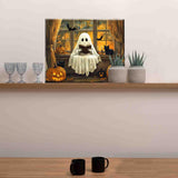 Ghost Reading Book Paint by Number for Adults Beginner Cute Ghost Paint by Number Kit on Canvas DIY Halloween Spumpkins Paintwork for Home Wall Decoration and Gifts 16x20 Inch (Frameless Aihonmin