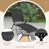 Giantex Lounge Chair Outdoor Set of 2 - Tanning Chair with 6 Adjustable Backrest, 2-Level Footrest, Folding Sunbathing Lounger for Patio, Poolside, Yard, Chaise Lounge Chair, Beach Chair (Black)