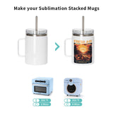 PYD Life Sublimation Mugs Tumblers Blanks with Handle Lid and Straw 30 OZ White Insulated Stainless Steel Jug Water Bottle with Handle for Sublimation Oven Printing 4 Pack PYD Life