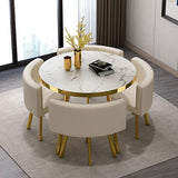 1 Table and 4 Chairs 5 Piece set, Round Furniture Table and Chair Set Round Conference Table, Round Breakfast Bar, Kitchen Dining Table Set for Kitchen, Dinning Room 80x75cm/31.5x29.5in(WxH) #43 OCAZI