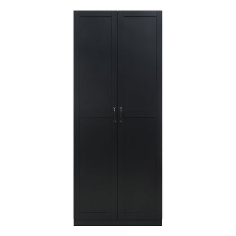 Manhattan Comfort Cornelia Modern Storage Cabinet with Doors and Shelves 2.0 - Tall Freestanding Wardrobe Closet with 4 Adjustable Cubbies for Bedroom or Linen Use, Set of 1, Black Manhattan Comfort