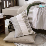 Twin Size Comforter Olive Green Striped Comforters for Boys&Girls,5 Pieces Bed in A Bag Simple Neutral-Style Bedding Sets for Kids Teen Cottolester