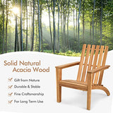 Tangkula Adirondack Chair Acacia Wood Outdoor Armchairs, Weather Resistant for Patio Garden Backyard Deck Fire Pit, Lawn Porch Furniture & Lawn Seating, Campfire Chair, Adirondack Lounger (1, Natural) Tangkula