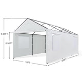 TGEHAP Carport Replacement Sidewall Replacement Sidewall Tarp Top for 10' x 20' Carport Frame Replacement Side Wall Cover Top Cover and Frame Not Included (White) TGEHAP