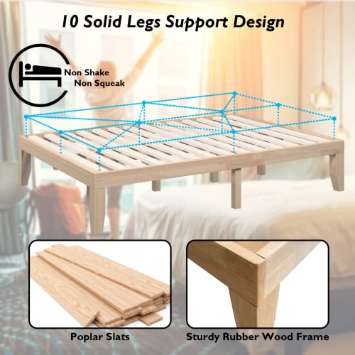KOMFOTT 14-Inch Solid Wood Platform Bed Frame – Full Size, No Box Spring Needed, Durable Rubber Wood Design KOMFOTT
