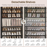 YATINEY 6-Tier Tall Shoe Rack Organizer, Wooden Shoe Storage for Closet Holds 24 Pairs, Sturdy Shoe Shelf with X-Shaped Metal Support, for Entryway, Bedroom, Rustic Brown and Black SS206BR YATINEY