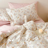 Erwinmu Floral Duvet Cover Set Queen Size,Pink White Floral Pattern Reversible Bedding Set for Girls Kids,Garden Style Microfiber Comforter Cover with Zipper Closure and 2 Pillowcases Erwinmu