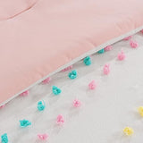 HOMBYS Tufted Pom Poms Bedding Comforter Set for Girls, 3 Piece White Boho Jacquard Kids Comforter Set for All Season，Twin/Twin XL Size HOMBYS