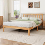 Novilla 12 Inch Queen Bed Frame with Headboard, Queen Size BedFrame with Headboard Classic Wooden Bed Frame Queen Size with Wood Slat Support, No Box Spring Needed, Easy Assembly, Natural Grain Wood Novilla