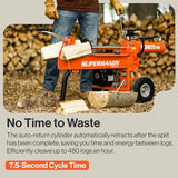 SuperHandy Log Splitter Portable 20 Ton Rapid Auto Return Ram System Bucher Gear Pump 7HP Engine Horizontal Full Beam Steel Wedge Firewood Splitting Forestry Harvesting SuperHandy