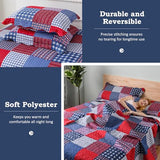 Jessy Home Plaid Quilt Set Twin Bedspread Coverlet Set Red Blue White Patchwork Twin Size Quilt Set Bedding Soft Lightweight Quilts Coverlet Country Reversible Quilt Bed Spread with 2 Pillow Shams Jessy Home