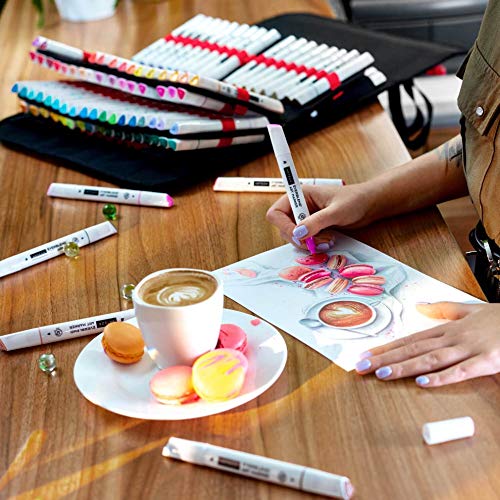 ARTEZA Art Alcohol Markers Set of 120 Colors, EverBlend Dual Tip Markers with 144-Slot Organizer, Fine and Broad Chisel Nib ARTEZA