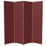 Red Lantern 6 ft. Tall Woven Fiber Room Divider, 4 Panels, Red-Black Red Lantern