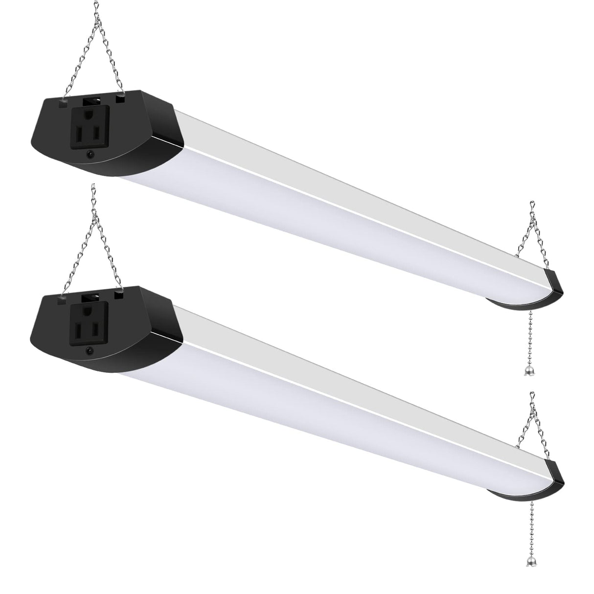 4FT 120W LED Shop Light Linkable, 13000lm(400w Equivalent), 5000K Utility Shop Lights for Garages, Workshops, Basements, Hanging or FlushMount, with Power Cord and Pull Chain, ETL, Black, 2 Pack hykolity