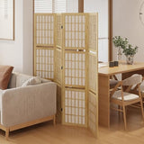 Room Divider with Shelves, 66.9-Inch Tall Japanese Shoji Style Wood Screen with Double Hinges for Home Office Bedroom Hotel Decoration (4 Panels, Natural) Svimi