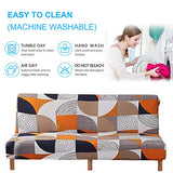MIFXIN Stretch Futon Cover Armless Sofa Slipcover Elastic Spandex Folding Sofa Bed Couch Cover Printed Washable Furniture Protector for Sofa Without Armrest (Orange Geometry) MIFXIN